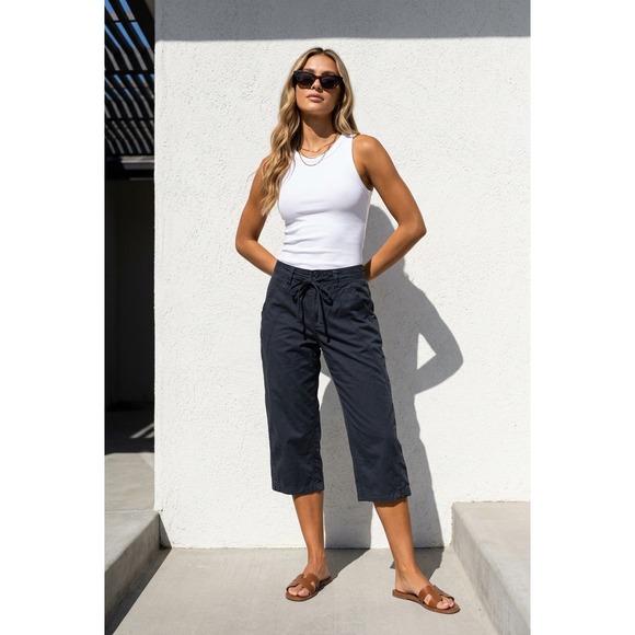 Free People Pants - NWT Free People Washed Black Drawstring Cropped Size 6 Utility Pants MSRP$98